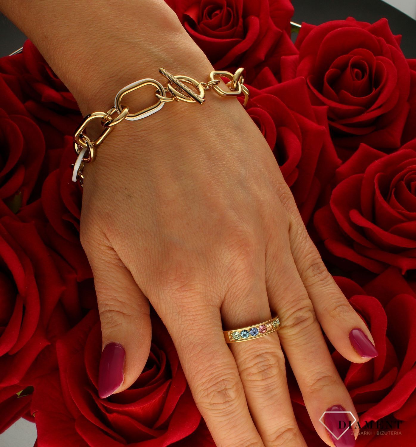 Bransoletka Nomination Drusilla Spinacze Złota z białym 028709 000.jpg